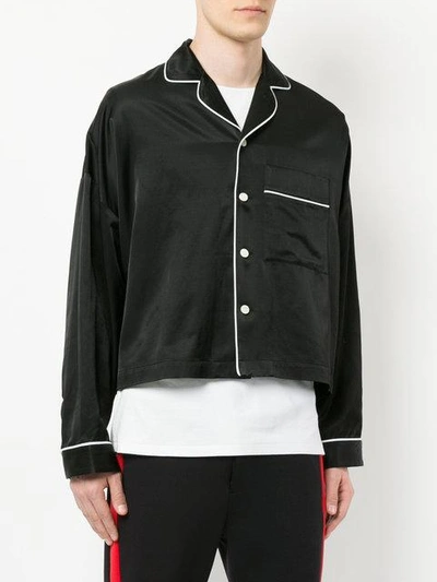 Shop Jieda Cropped Satin Shirt