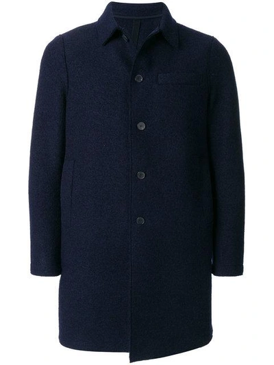 Shop Harris Wharf London Long Sleeved Buttoned Coat - Blue