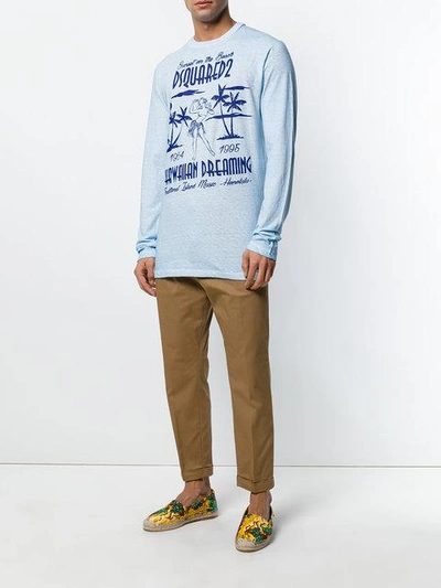 Shop Dsquared2 Hawaii Logo Patch Sweatshirt In Blue