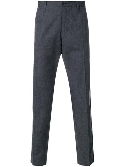 Shop Dolce & Gabbana Leopard Print Stripe Tailored Trousers - Grey