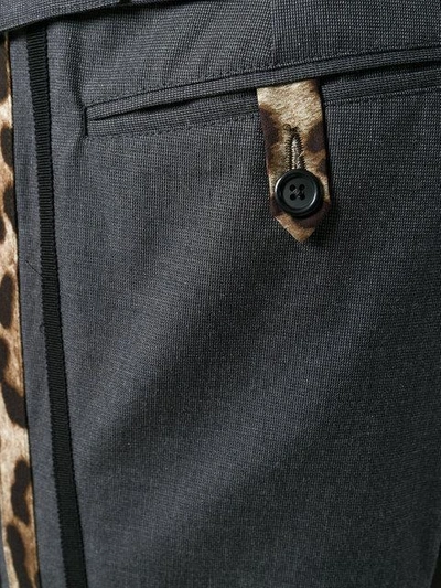Shop Dolce & Gabbana Leopard Print Stripe Tailored Trousers - Grey
