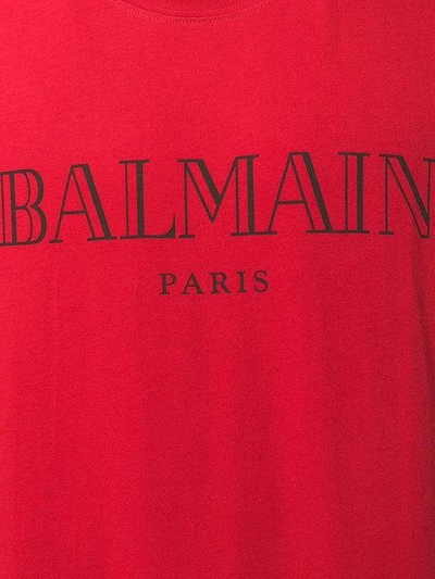 Shop Balmain Logo-print T-shirt - Red