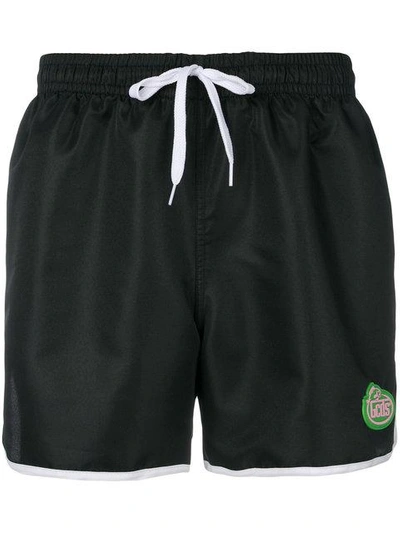 Shop Gcds Bicolour Swim Shorts In Black