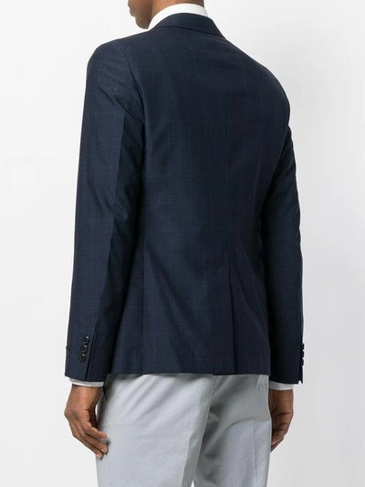 Shop Prada Classic Checked Blazer In Blue