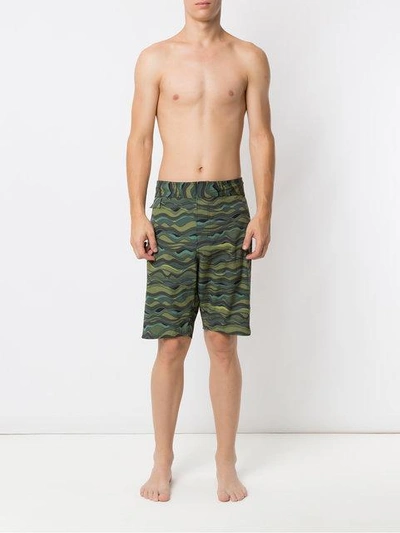 Shop Amir Slama Camouflage Print Swim Shorts In Green