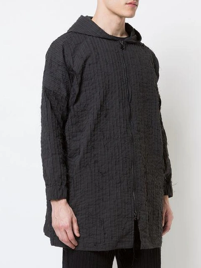 Shop Private Stock Raw Stripe Hooded Jacket In Black