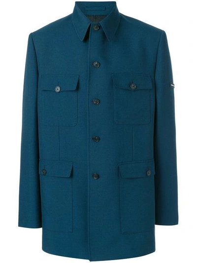 Shop Balenciaga Military Jacket In Blue