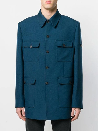 Shop Balenciaga Military Jacket In Blue