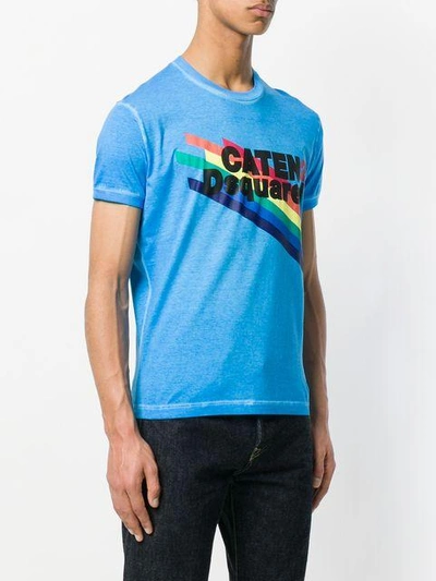 Shop Dsquared2 Rainbow And Slogan T-shirt - Blue