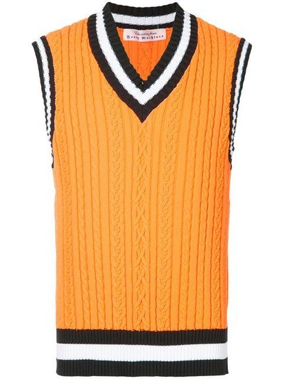 Shop Education From Youngmachines Ribbed Contrast Trim Vest In Yellow