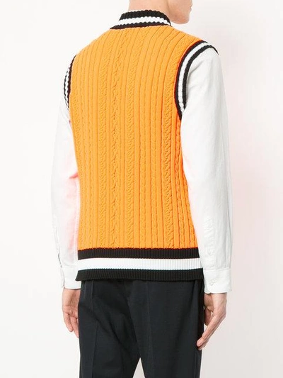 Shop Education From Youngmachines Ribbed Contrast Trim Vest In Yellow