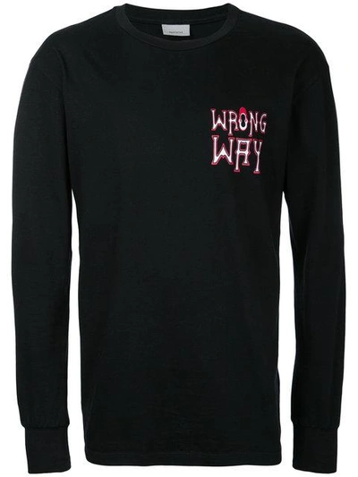 Shop Ex Infinitas Wrong Way Long Sleeve T-shirt In Black