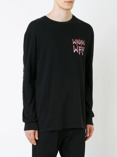 Shop Ex Infinitas Wrong Way Long Sleeve T-shirt In Black