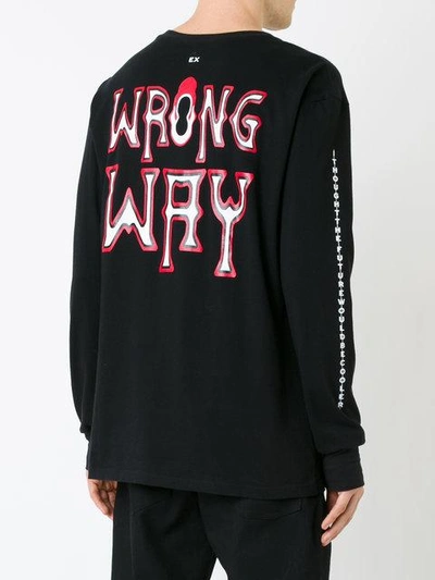 Shop Ex Infinitas Wrong Way Long Sleeve T-shirt In Black