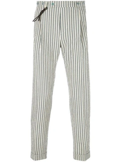 Shop Berwich Striped Tapered Trousers In Neutrals
