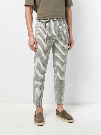 Shop Berwich Striped Tapered Trousers In Neutrals