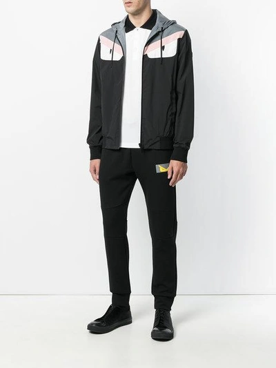 Shop Fendi Logo Patch Hooded Jacket In Black