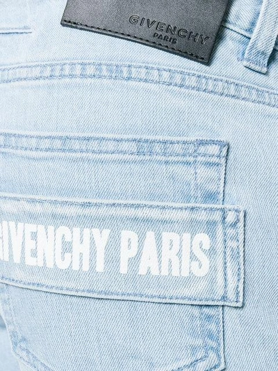 Shop Givenchy Logo Panel Straight Leg Jeans In Blue