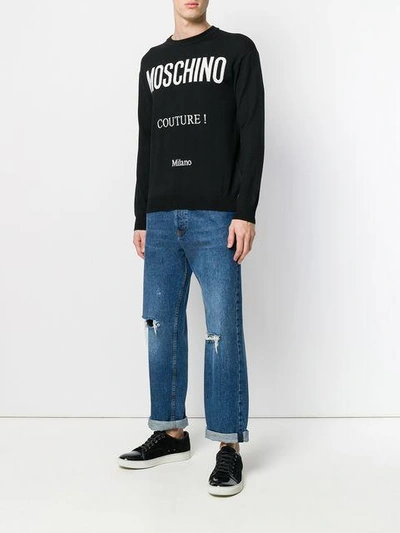 Shop Moschino Couture Milano Sweater In Black