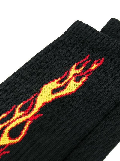 Shop Palm Angels Flame Socks - 1088 Black Multi
