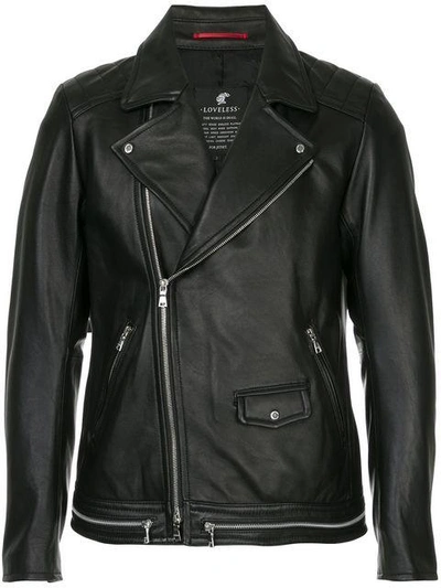 Shop Loveless Zipped Biker Jacket - Black