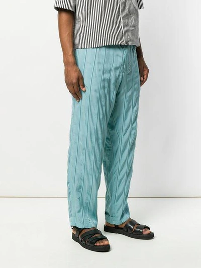 Shop Haider Ackermann Striped Belted Trousers In Blue