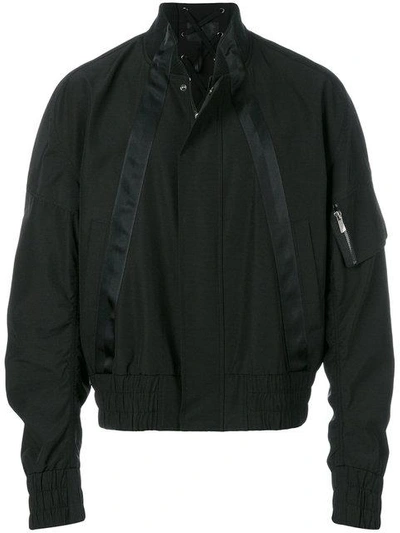 Shop D.gnak By Kang.d Satin Trim Padded Jacket In Black