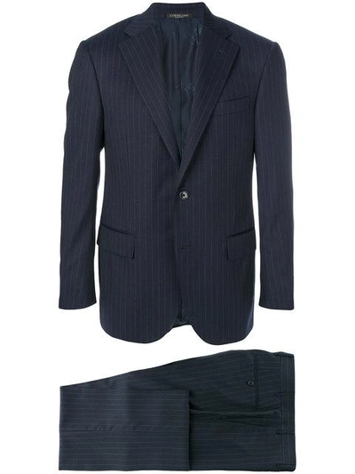 Shop Corneliani Pinstripe Two Piece Suit In Blue