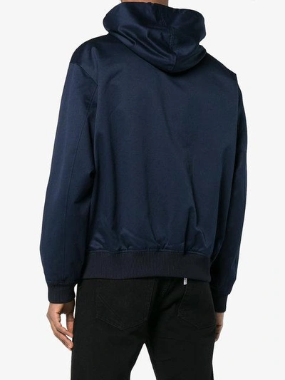 Shop Kenzo Logo Panelled Cotton Zip In Blue