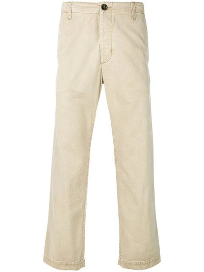 Shop Gucci Cropped Chino Trousers In Neutrals