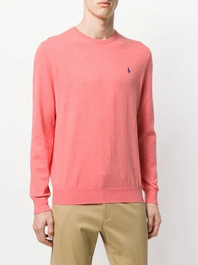 Shop Polo Ralph Lauren Fine Knit Sweater In Pink & Purple