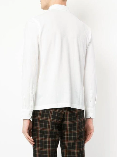 Shop Drumohr Longsleeved Polo Shirt In White