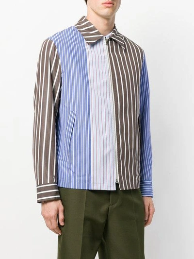 Shop Marni Pinstriped Shirt Jacket - Brown