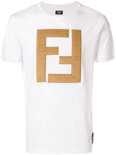 Shop Fendi Ff Logo T-shirt In White