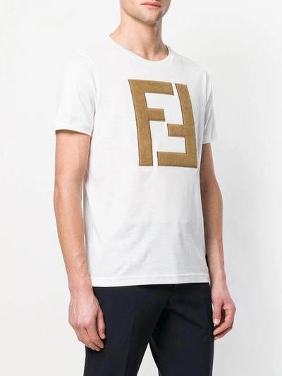 Shop Fendi Ff Logo T-shirt In White
