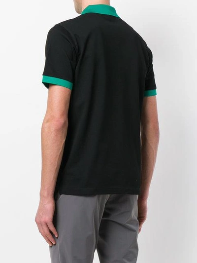Shop Prada Contrast Trim Polo Shirt In Black