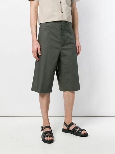Shop Jil Sander Wide Leg Bermuda Shorts - Green