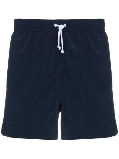 Shop Thom Browne Swim Shorts With Stripe Detail - Blue