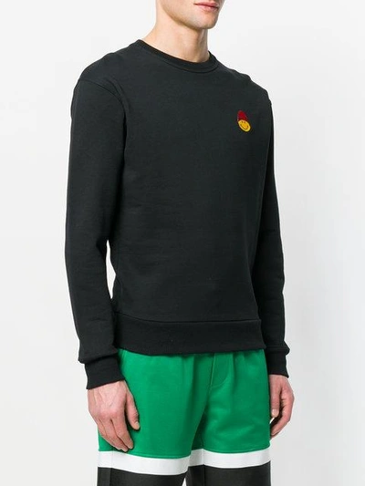 Shop Ami Alexandre Mattiussi Crew Neck Sweatshirt Smiley Patch In Black