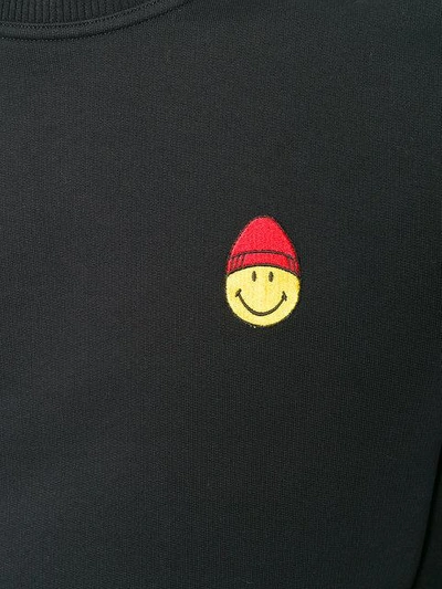 Shop Ami Alexandre Mattiussi Crew Neck Sweatshirt Smiley Patch In Black