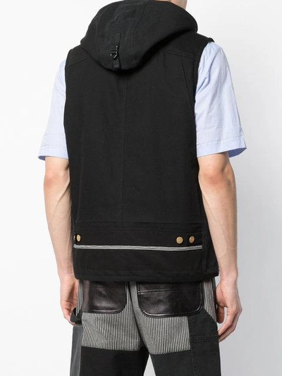 Shop Junya Watanabe Hooded Zipped Vest In Black