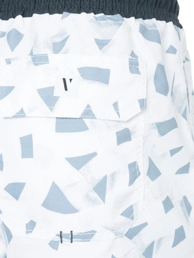 Shop Venroy Geometric Print Swim Shorts In White