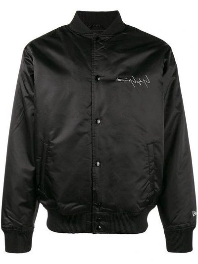 Shop Yohji Yamamoto New Era Print Bomber Jacket In Black