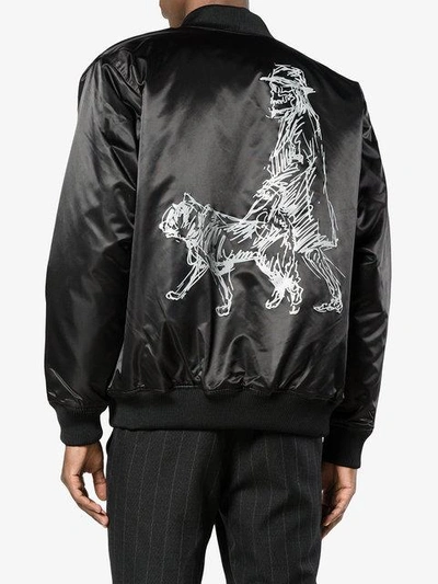 Shop Yohji Yamamoto New Era Print Bomber Jacket In Black