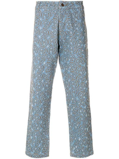 Shop Telfar Embroidered Jeans - Blue