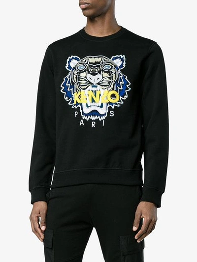 Shop Kenzo Tiger-appliqué Sweatshirt - Black