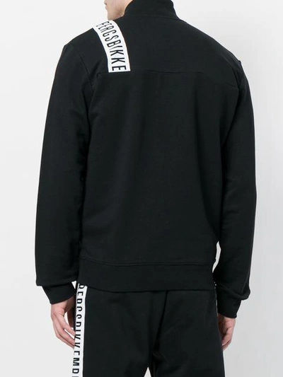 Shop Dirk Bikkembergs Logo Patch Zipped Sweatshirt - Black