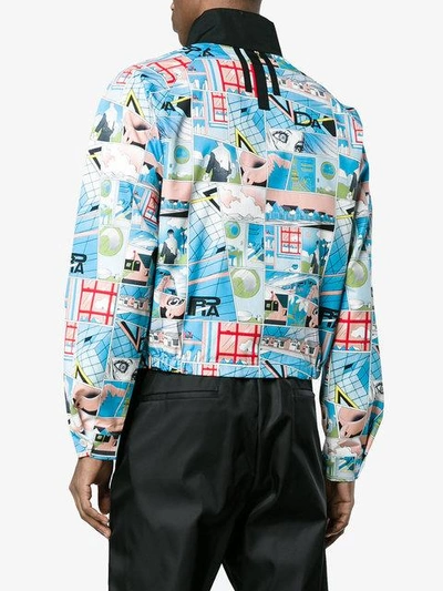 Shop Prada Comic Book Print Harrington Jacket - Blue