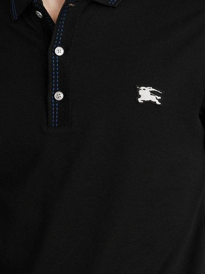 Shop Burberry Cotton Piqué Polo Shirt - Black