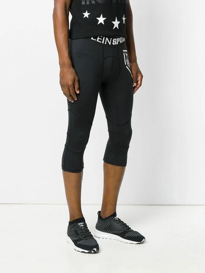 Shop Plein Sport Cropped Fitted Trousers In Black